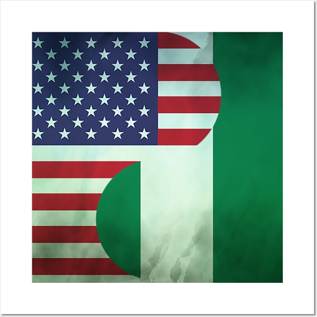 USA Nigeria Dual Yin Yang Flag Wall Art by Family Heritage Gifts
